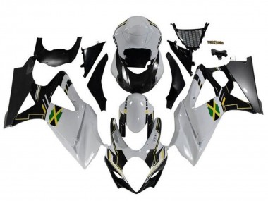 Descuento Carenados Moto Suzuki GSXR 1000 2005-2006 - Blanco Negro Amarillo Jamaica