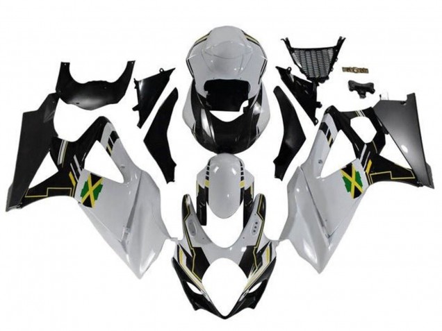 Descuento Carenados Moto Suzuki GSXR 1000 2005-2006 - Blanco Negro Amarillo Jamaica