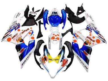 Descuento Carenados Moto Suzuki GSXR 1000 2005-2006 - Blanco Azul Naranja Amarillo Dark Dog