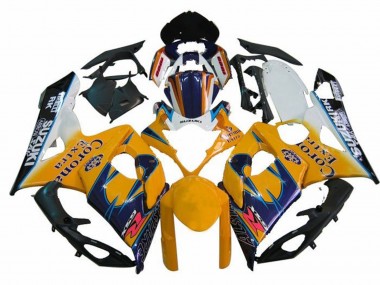 Descuento Carenados Moto Suzuki GSXR 1000 2005-2006 - Blanco Amarillo Azul Negro Corona