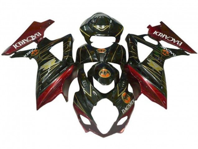 Descuento Carenados Moto Suzuki GSXR 1000 2007-2008 - Negro Rojo Oro BACARDI