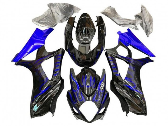 Descuento Carenados Moto Suzuki GSXR 1000 2007-2008 - Negro Azul Llama