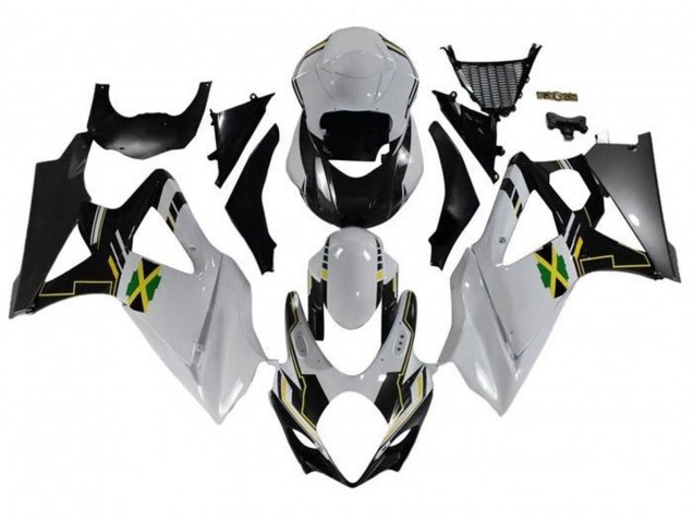 Descuento Carenados Moto Suzuki GSXR 1000 2007-2008 - Blanco Negro Jamaica