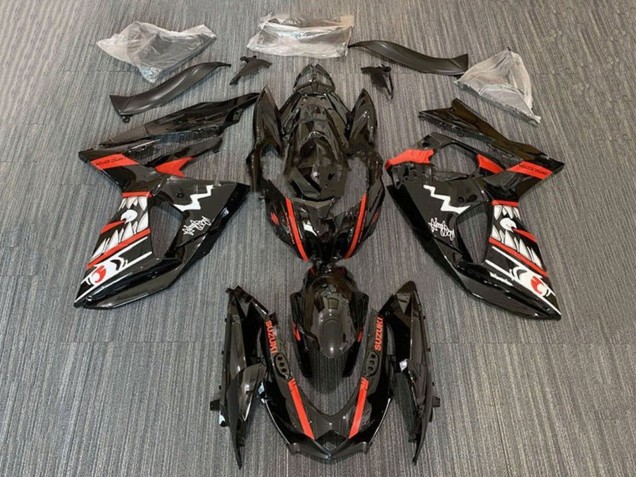 Descuento Carenados Moto Suzuki GSXR 1000 2009-2016 - Negro Rojo Blanco Jaws Tiburón