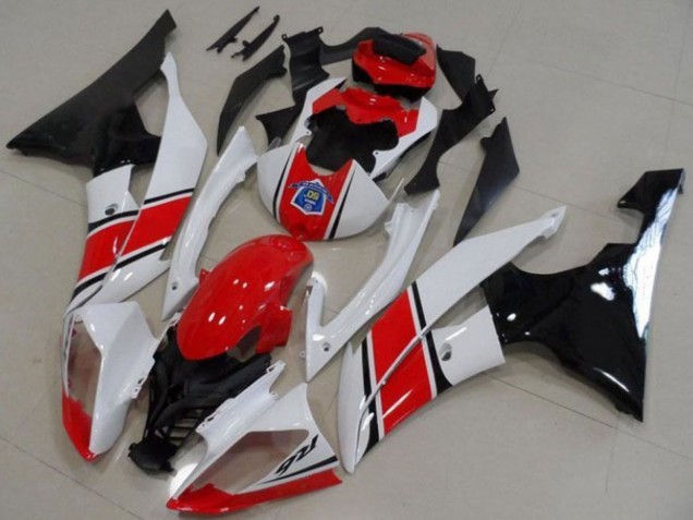 Descuento Plásticos Moto ABS Yamaha YZF R6 2008-2016 - Blanco Rojo Negro Brillante