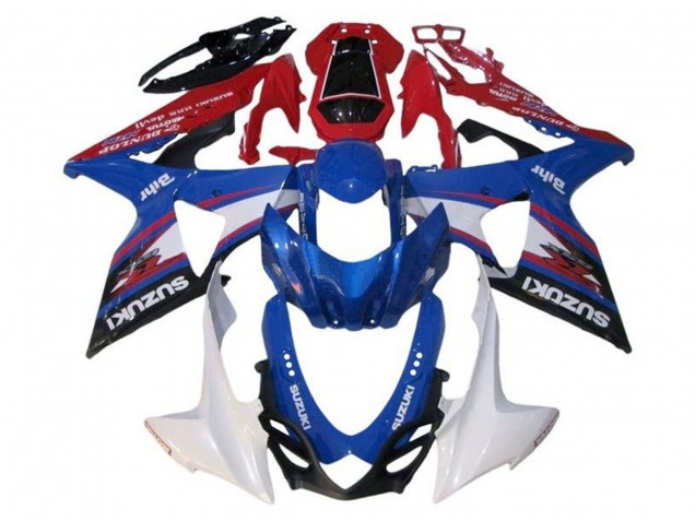 Descuento Carenados Moto Suzuki GSXR 1000 2009-2016 - Azul Blanco Rojo Negro Raya