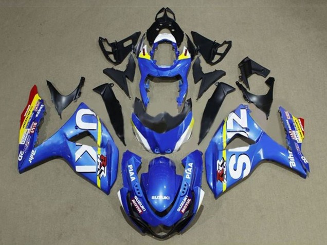 Descuento Carenados Moto Suzuki GSXR 1000 2009-2016 - Azul Blanco Amarillo Raya