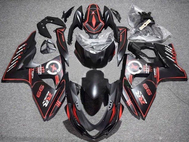 Descuento Carenados Moto Suzuki GSXR 1000 2009-2016 - Negro Mate Rojo Pinstripe
