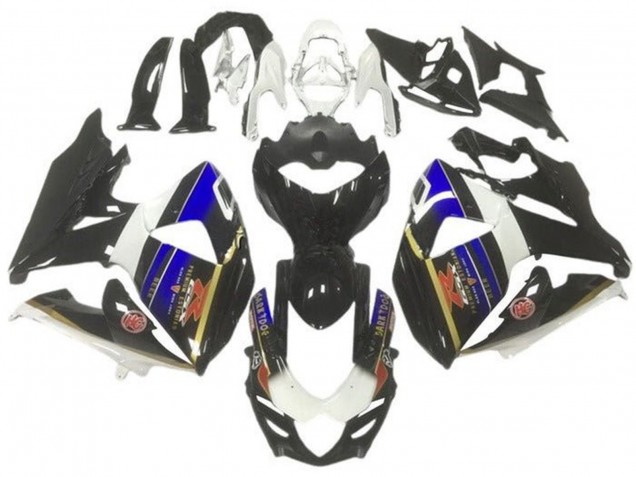 Descuento Carenados Moto Suzuki GSXR 1000 2009-2016 - Blanco Azul Negro Oro Raya
