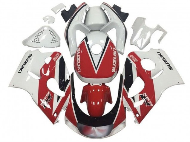 Descuento Carenados Moto Suzuki GSXR 600 / GSXR 750 1996-2000 - Rojo Blanco Negro Raya