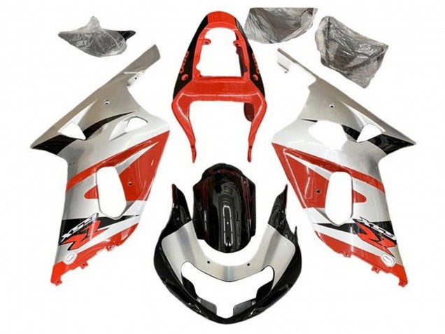 Descuento Carenados Moto Suzuki GSXR 600 / GSXR 750 2001-2003 - Plata Rojo Negro Brillante