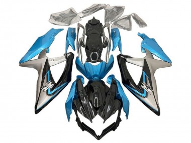 Descuento Carenados Moto Suzuki GSXR 600 / GSXR 750 2008-2010 - Azul Claro Plata Negro Brillante