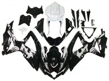 Descuento Carenados Moto Suzuki GSXR 600 / GSXR 750 2008-2010 - Blanco Negro Brillante Leyla