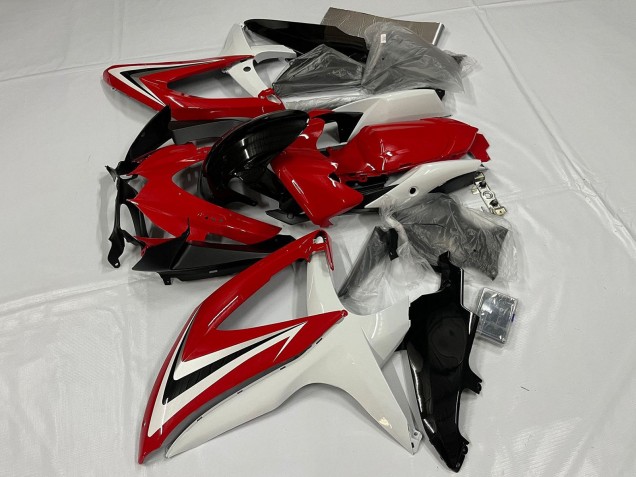 Descuento Carenado Moto Suzuki GSXR 600 / GSXR 750 2008-2010 - Blanco Rojo Negro Brillante