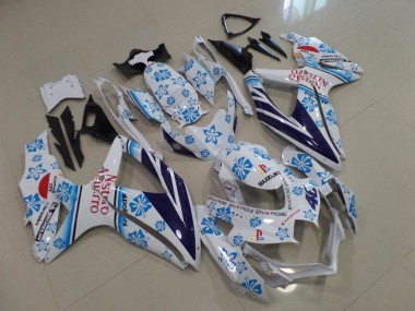 Descuento Carenados Moto Suzuki GSXR 600 / GSXR 750 2008-2010 - Blanco Azul Flower Rojo Nastro Azzurro