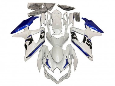 Descuento Carenados Moto Suzuki GSXR 600 / GSXR 750 2008-2010 - Blanco Azul Negro Raya