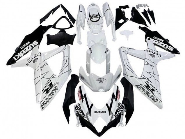 Descuento Carenados Moto Suzuki GSXR 600 / GSXR 750 2008-2010 - Blanco Negro Alstare Corona Extra Motul