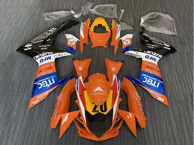 Descuento Carenados Moto Suzuki GSXR 600 / GSXR 750 2011-2024 - Naranja Azul Blanco Negro Amarillo 20