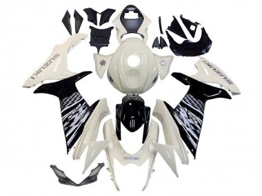 Descuento Carenado Moto Suzuki GSXR 600 / GSXR 750 2011-2024 - Blanco Negro Brillante