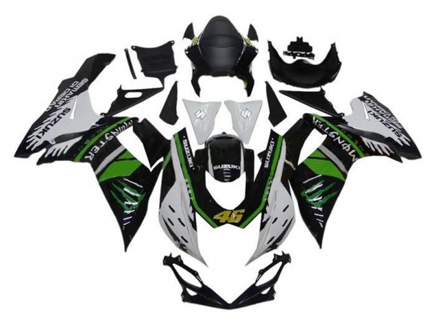Descuento Carenados Moto Suzuki GSXR 600 / GSXR 750 2011-2024 - Blanco Verde Negro Monstruo 46