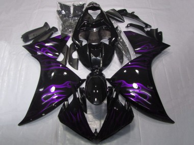 Descuento Carenados Moto Yamaha YZF 1000 R1 2009-2011 - Negro Brillante Púrpura Llama