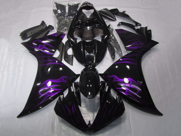 Descuento Carenados Moto Yamaha YZF 1000 R1 2009-2011 - Negro Brillante Púrpura Llama