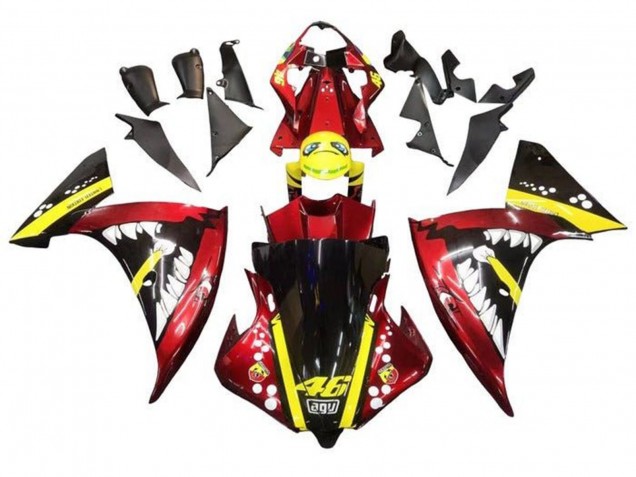 Descuento Carenados Moto Yamaha YZF 1000 R1 2009-2011 - Rojo Amarillo Negro Tiburón