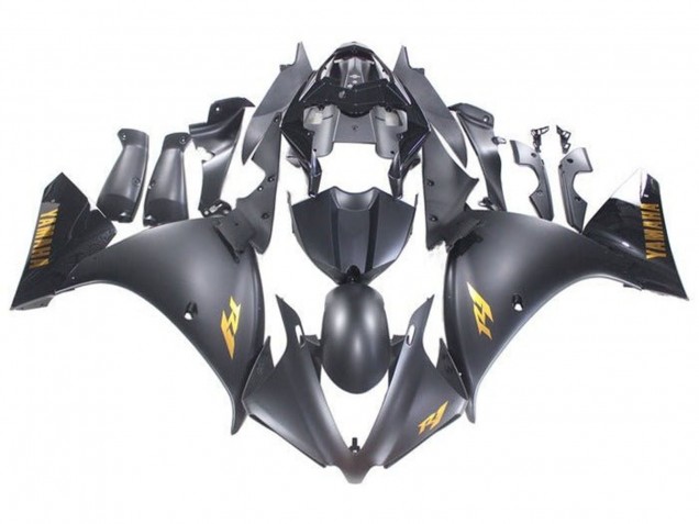 Descuento Carenados Moto Yamaha YZF 1000 R1 2009-2011 - Negro Mate Oro Calcomanías
