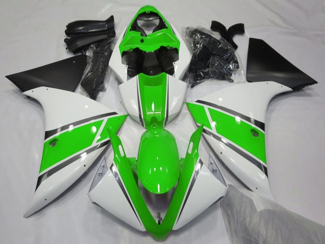 Descuento Carenados Moto Yamaha YZF 1000 R1 2009-2011 - Blanco Verde Negro Mate