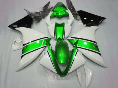 Descuento Carenados Moto Yamaha YZF 1000 R1 2009-2011 - Blanco Verde Metalizado Negro