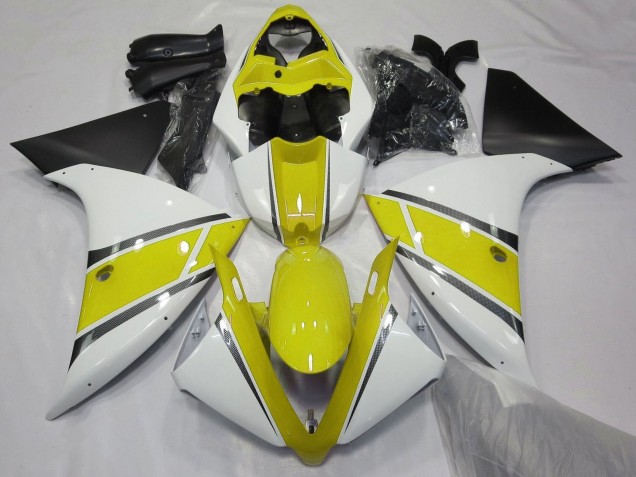 Descuento Carenados Moto Yamaha YZF 1000 R1 2009-2011 - Blanco Amarillo Negro Mate