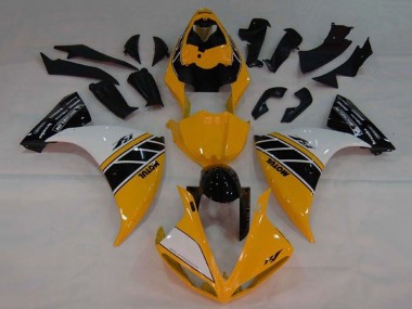 Descuento Carenado Moto Yamaha YZF 1000 R1 2009-2011 - Amarillo Blanco Negro Raya