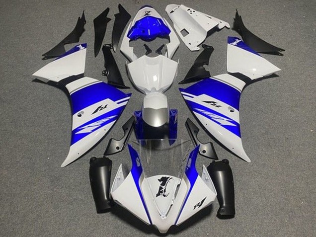 Descuento Carenados Moto Yamaha YZF 1000 R1 2012-2014 - Blanco Azul Negro Plata Raya