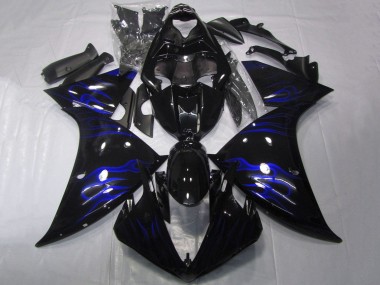 Descuento Carenados Moto Yamaha YZF 1000 R1 2012-2014 - Negro Brillante Azul Llama