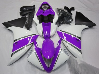 Descuento Carenados Moto Yamaha YZF 1000 R1 2012-2014 - Blanco Púrpura Negro Mate
