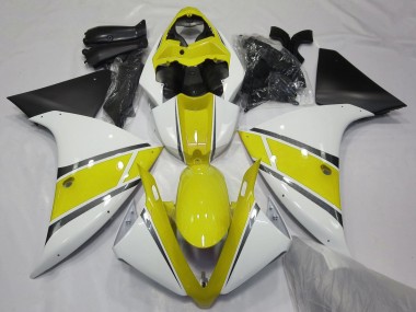 Descuento Carenados Moto Yamaha YZF 1000 R1 2012-2014 - Blanco Amarillo Negro Mate