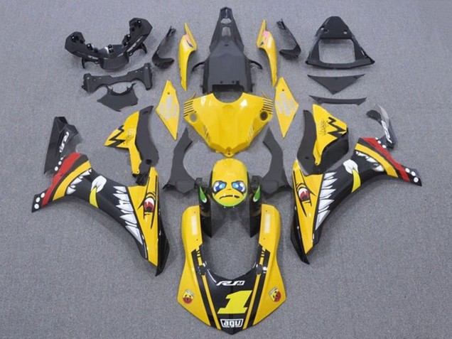 Descuento Carenados Moto Yamaha YZF 1000 R1 2015-2019 - Amarillo Rojo Tiburón