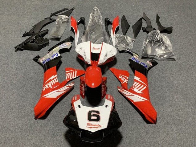 Descuento Carenados Moto Yamaha YZF 1000 R1 2015-2019 - Blanco Rojo Negro Milwaukee