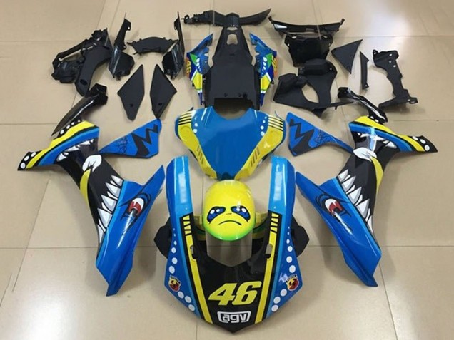 Descuento Carenados Moto Yamaha YZF 1000 R1 2015-2019 - Azul Amarillo Negro Tiburón 46