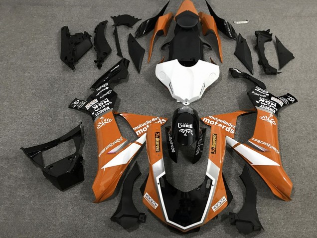 Descuento Carenados Moto Yamaha YZF 1000 R1 2015-2019 - Naranja Blanco Negro Brillante