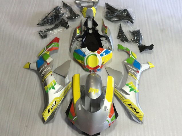 Descuento Carenados Moto Yamaha YZF 1000 R1 2015-2019 - Plata Amarillo Azul Rojo RuedaColores