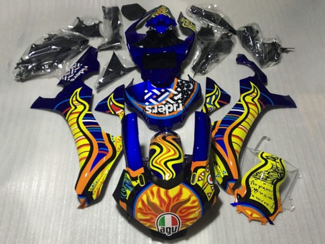 Descuento Carenados Moto Yamaha YZF 1000 R1 2015-2019 - Azul Amarillo Naranja Tribal Sun