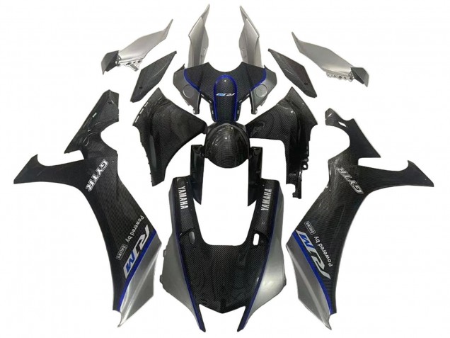 Descuento Carenados Moto Yamaha YZF 1000 R1 2020-2025 - Falso FibraCarbono Plata Azul