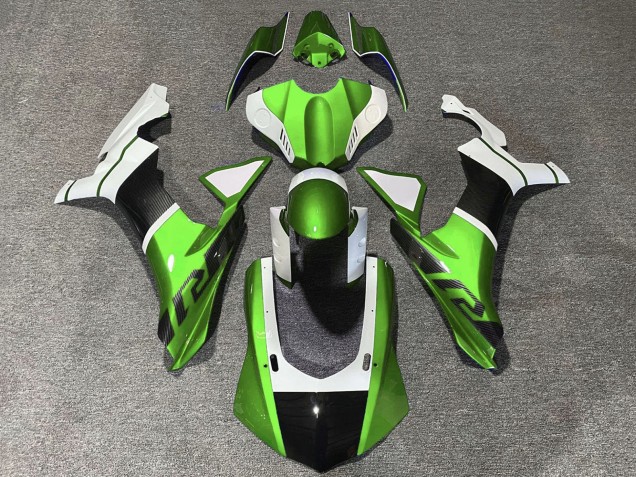 Descuento Carenados Moto Yamaha YZF 1000 R1 2020-2025 - Blanco Verde Falso FibraCarbono