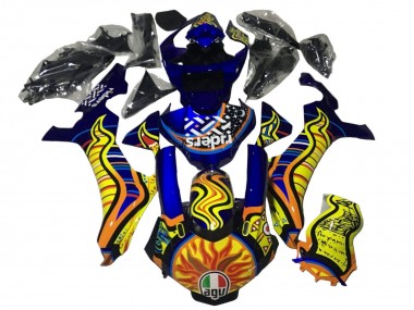 Descuento Carenados Moto Yamaha YZF 1000 R1 2020-2025 - Azul Amarillo Naranja Tribal Sun