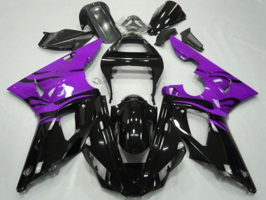 Descuento Carenados Moto Yamaha YZF 1000 R1 2000-2001 - Púrpura Negro Brillante Llama