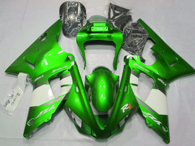 Descuento Carenados Moto Yamaha YZF 1000 R1 2000-2001 - Verde Blanco Plata