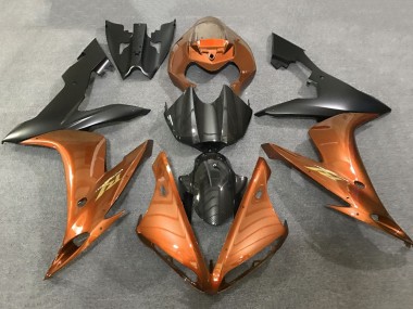 Descuento Carenados Moto Yamaha YZF 1000 R1 2004-2006 - Naranja Falso FibraCarbono Negro Mate
