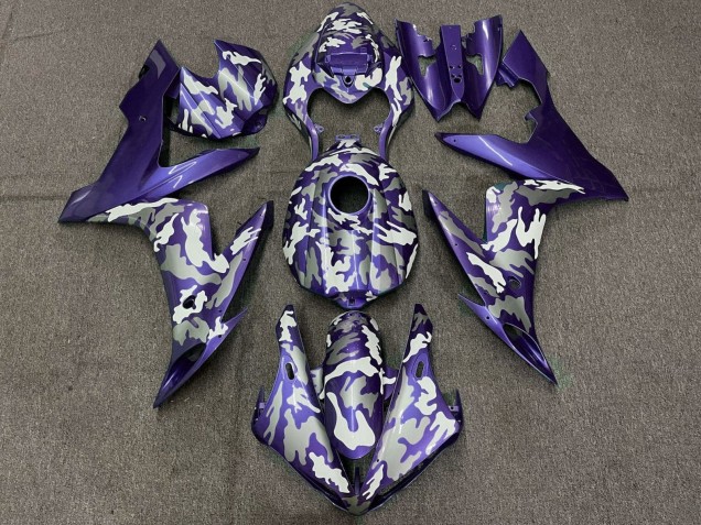 Descuento Carenados Moto Yamaha YZF 1000 R1 2004-2006 - Púrpura Blanco Gris Camouflage