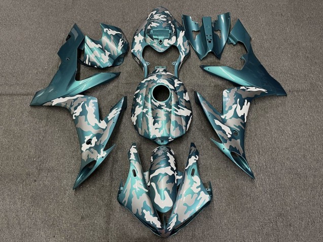 Descuento Carenados Moto Yamaha YZF 1000 R1 2004-2006 - Azul Verdoso Verde Blanco Gris Camouflage